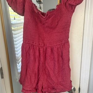 Heart Hips Raspberry Red Smocked Romper